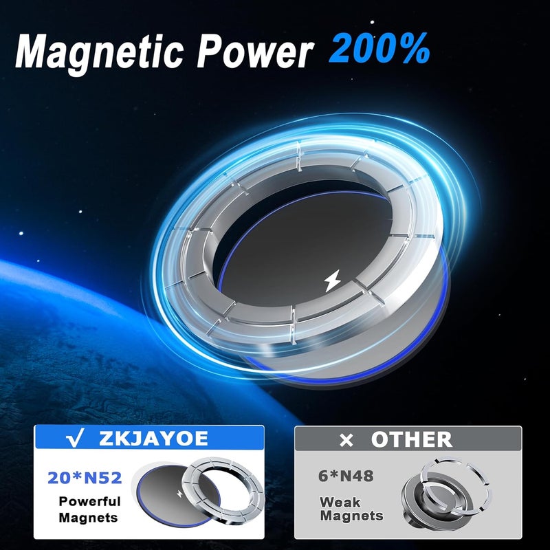 ZKJAYOE Phone Mount Holder for Ford Bronco 2021 2022 2023 2024 2025 2/4 Door,Magnetic Wireless Charging,Magsafe Charger for Ford Bronco, for Ford Bronco Accessories with C-C cable(Not for Bronco Sport) - Image 3